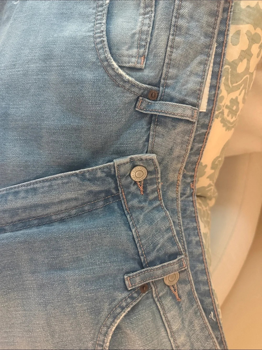 Zara Light Blue Distressed Denim Cutoff Shorts